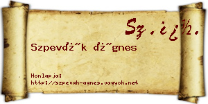 Szpevák Ágnes névjegykártya